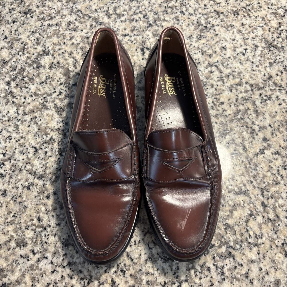 GH Bass Men's Vintage Maroon Classic Walton Leather Penny Loafer Size 10D